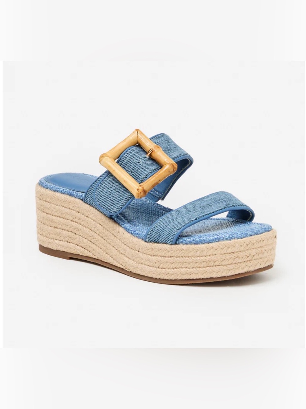 J. McLaughlin Blue Denim Espadrille Slide with Bamboo Accent - Picture 7 of 8